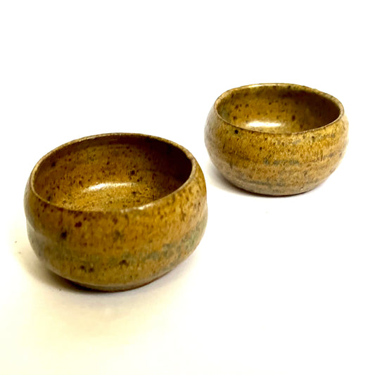 Ceremonial Tea Cups (set of 2) - matte ochre on red clay