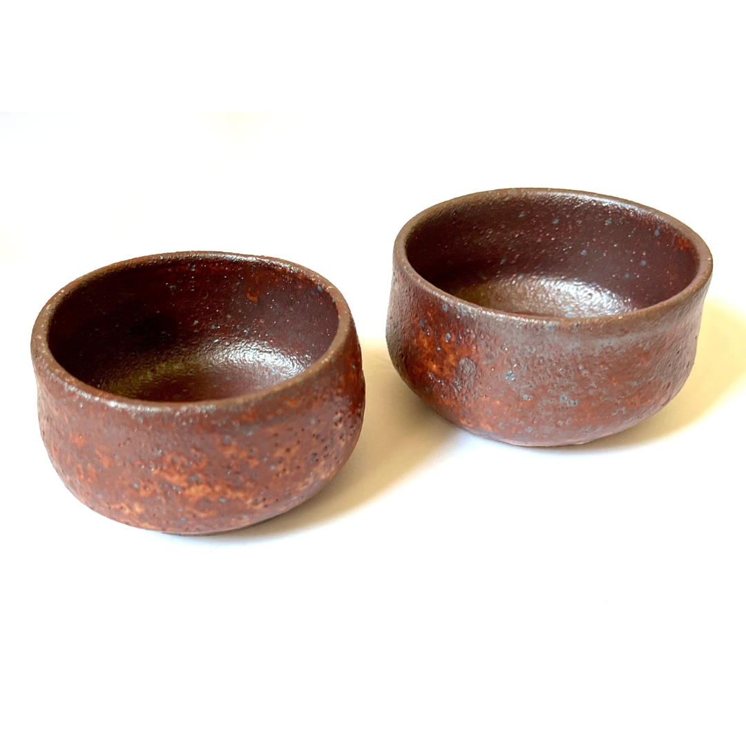 Ceremonial Tea Cups (set of 2) - shino on red clay